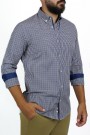 Ανδρικό μπλε πουκάμισο καρό slim fit