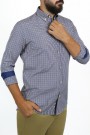 Ανδρικό μπλε πουκάμισο καρό slim fit