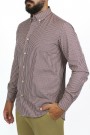  Ανδρικό μπορντό πουκάμισο καρό slim fit 