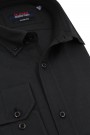 Ανδρικό μαύρο πουκάμισο με σχέδιο ύφανσης slim fit    