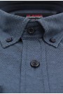 Ανδρικό μπλε πουκάμισο με σχέδιο ύφανσης slim fit    