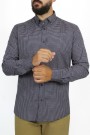 Ανδρικό σκούρο μπλε πουκάμισο καρό slim fit 