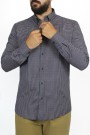 Ανδρικό σκούρο μπλε πουκάμισο καρό slim fit 