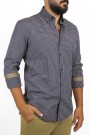 Ανδρικό σκούρο μπλε πουκάμισο καρό slim fit 