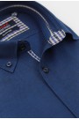 Ανδρικό μπλε πουκάμισο με σχέδιο ύφανσης slim fit