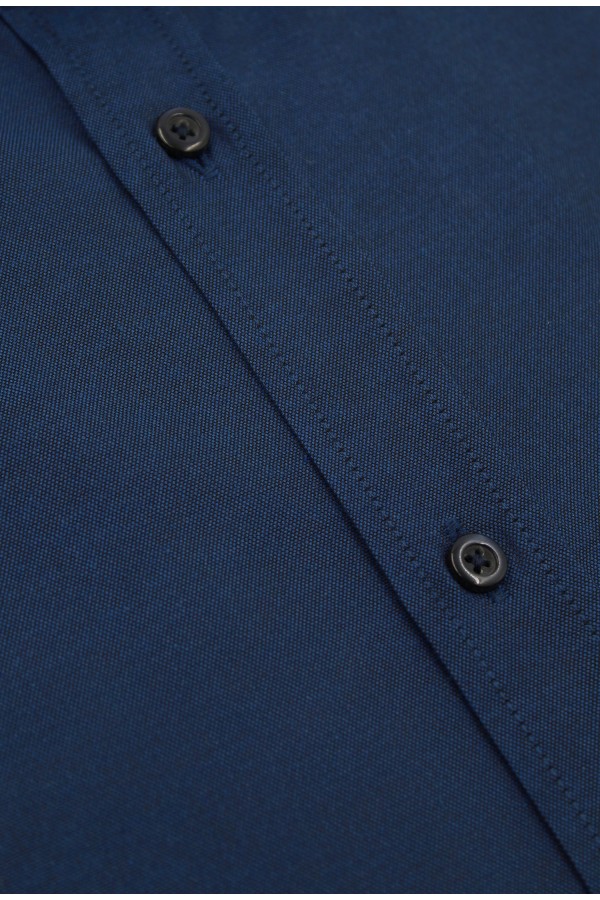 Ανδρικό μπλε πουκάμισο με σχέδιο ύφανσης slim fit