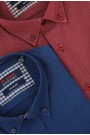 Ανδρικό μπλε πουκάμισο με σχέδιο ύφανσης slim fit