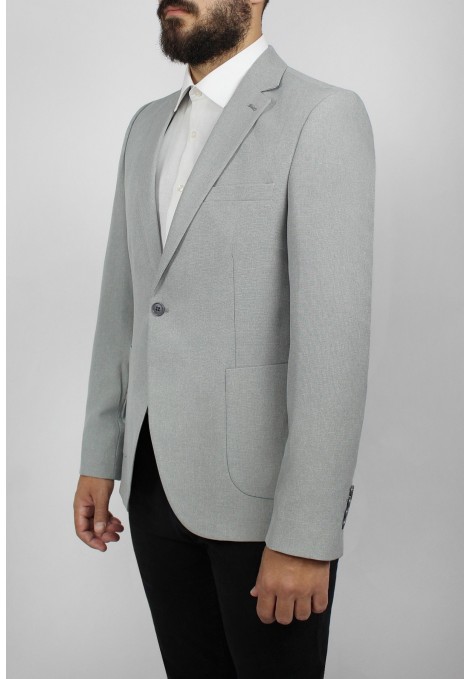 Man’s light grey blazer with detailed pockets 