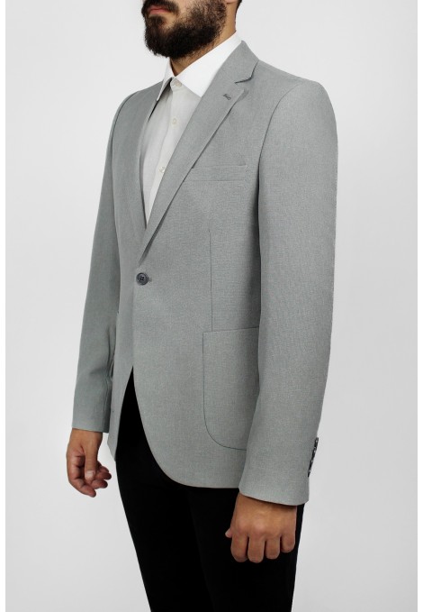 Man’s light grey blazer with detailed pockets 