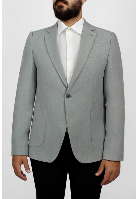 Man’s light grey blazer with detailed pockets 