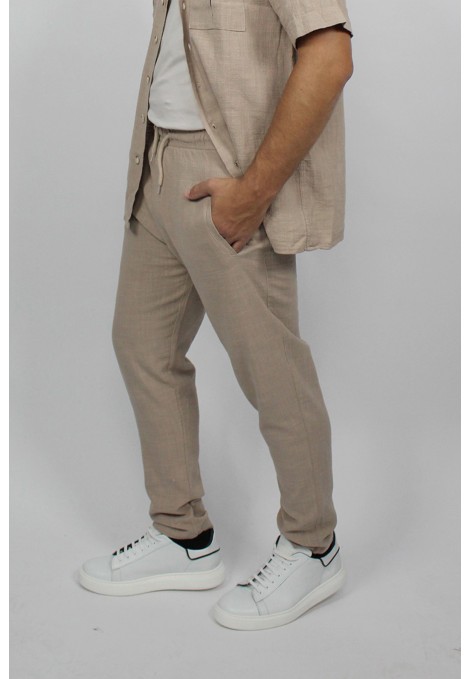 Μπεζ Man’s off white trousers with elastic waist