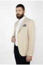 Ανδρικό εκρού σακάκι με σχέδιο ύφανσης mixed wool