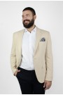 Ανδρικό εκρού σακάκι με σχέδιο ύφανσης mixed wool