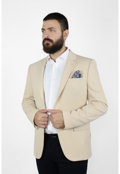 Ανδρικό εκρού σακάκι με σχέδιο ύφανσης mixed wool