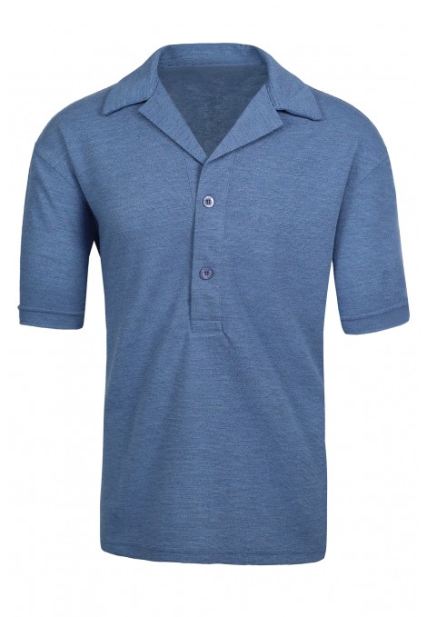 Γαλάζιο Ανδρικό half button πουκάμισο 