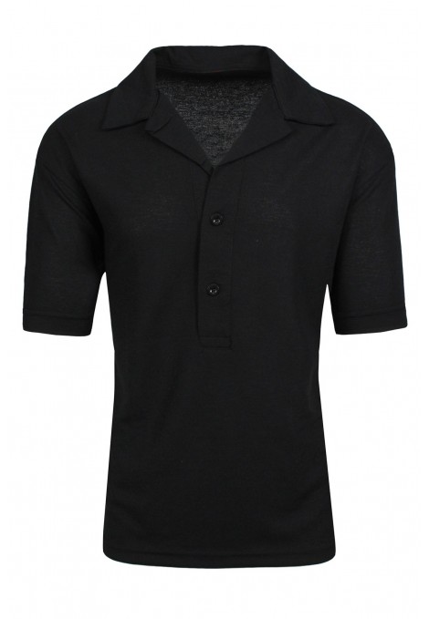 Μαύρο Ανδρικό half button πουκάμισο 