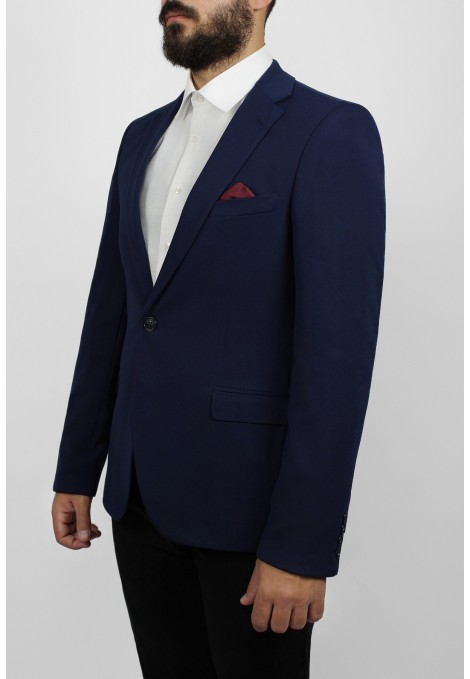 Man’s blue blazer with textured weave 