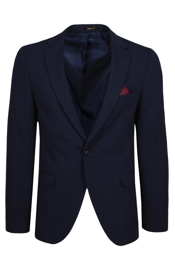 Man’s blue blazer with textured weave 