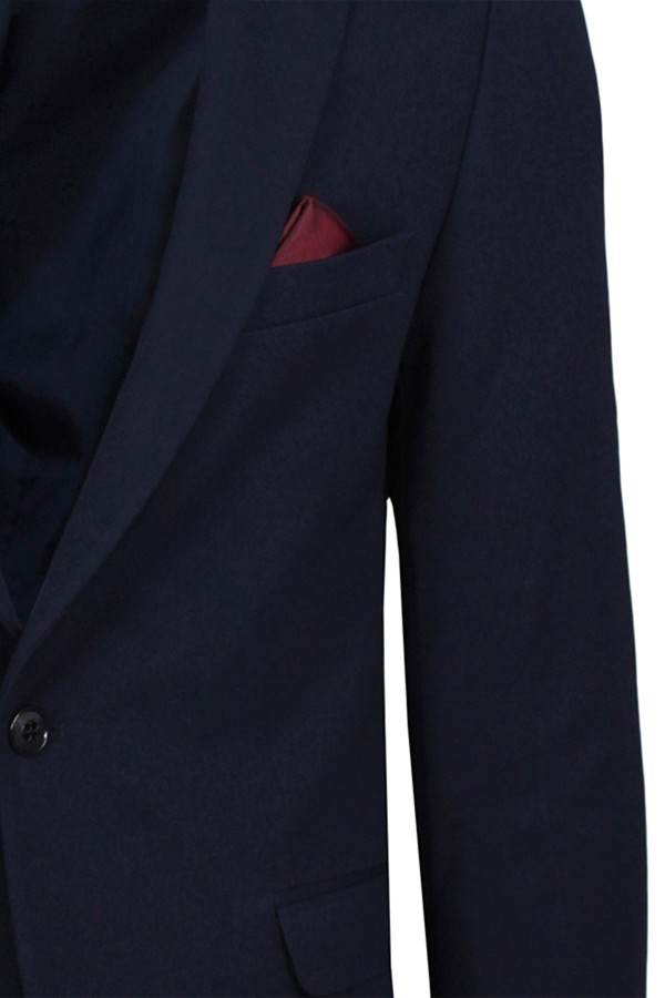 Ανδρικό μπλέ σακάκι με σχέδιο ύφανσης mixed wool