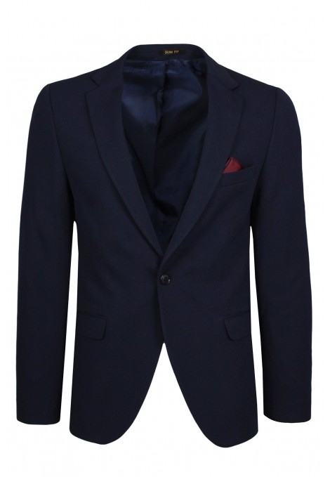Man’s blue blazer with textured weave 