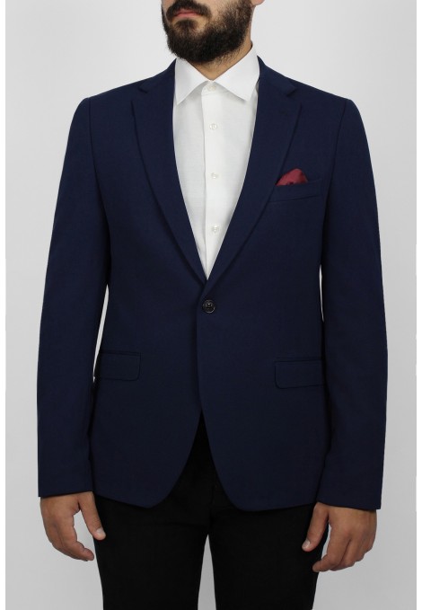 Man’s blue blazer with textured weave 