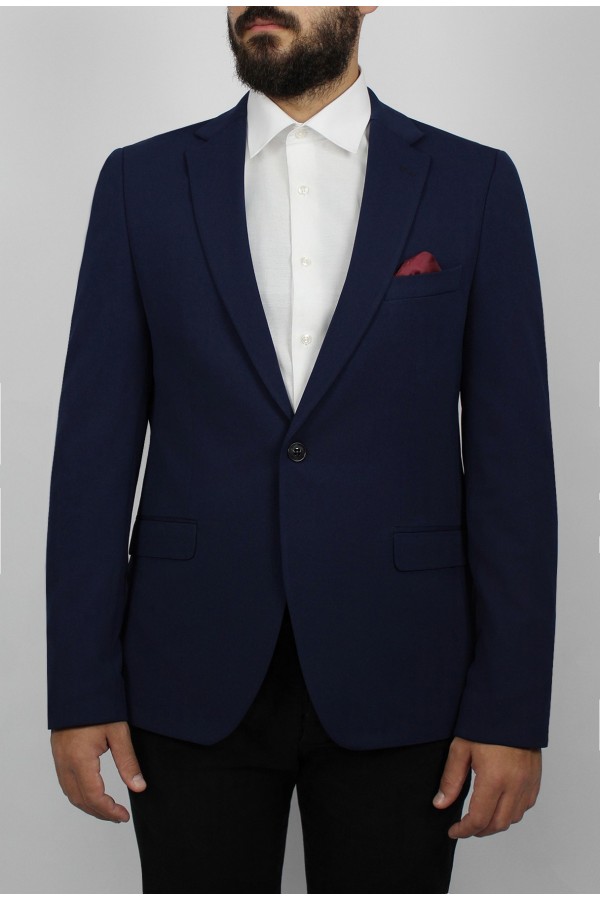 Man’s blue blazer with textured weave 