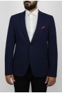 Ανδρικό μπλέ σακάκι με σχέδιο ύφανσης mixed wool