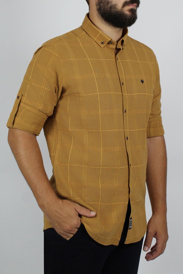 Ανδρικό camel πουκάμισο slim fit 
