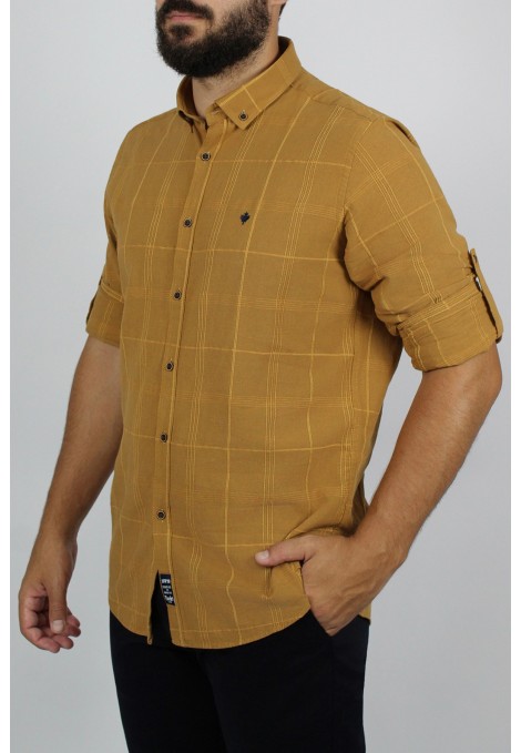 Ανδρικό camel πουκάμισο slim fit 