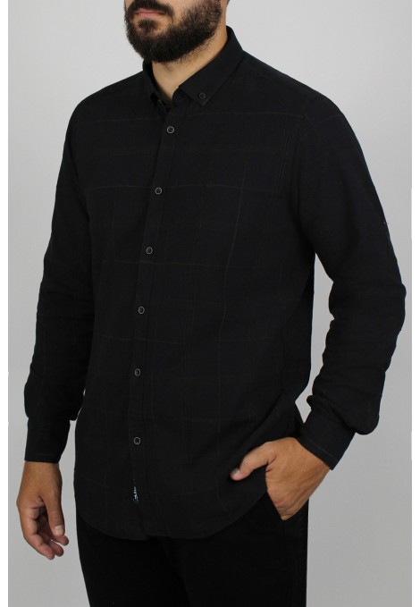 Ανδρικό μαύρο πουκάμισο slim fit  