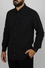 Ανδρικό μαύρο πουκάμισο slim fit  