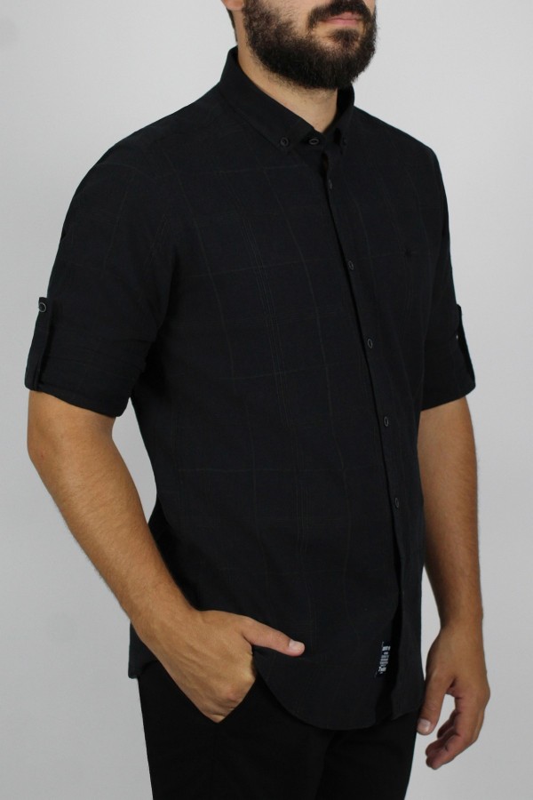 Ανδρικό μαύρο πουκάμισο slim fit  