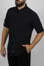 Ανδρικό μαύρο πουκάμισο slim fit  