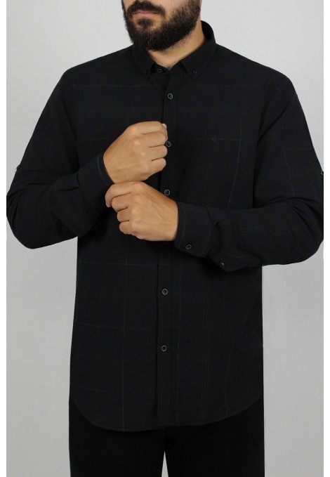 Ανδρικό μαύρο πουκάμισο slim fit  