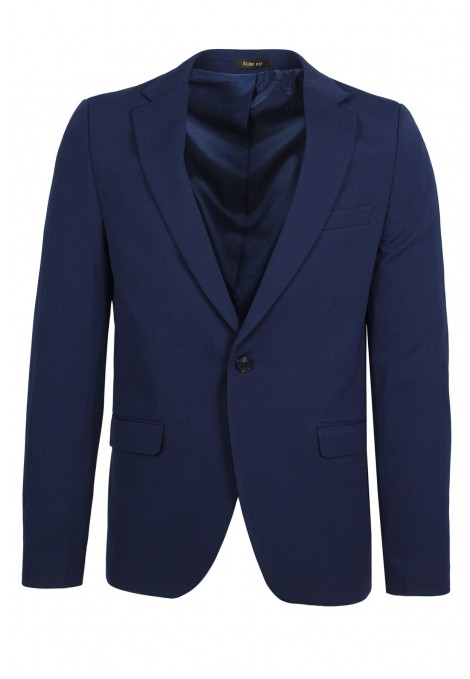 Man’s dark blue blazer with textured weave 