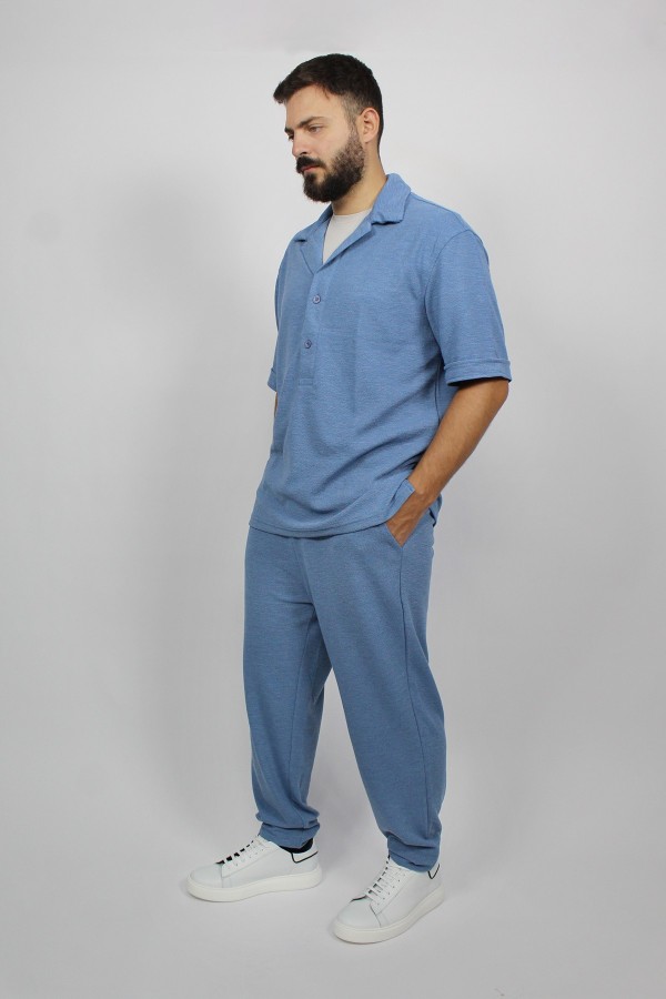 Γαλάζιο Ανδρικό παντελόνι με λάστιχο