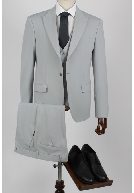 Ανδρικό ανοιχτό γκρι κοστούμι mixed wool