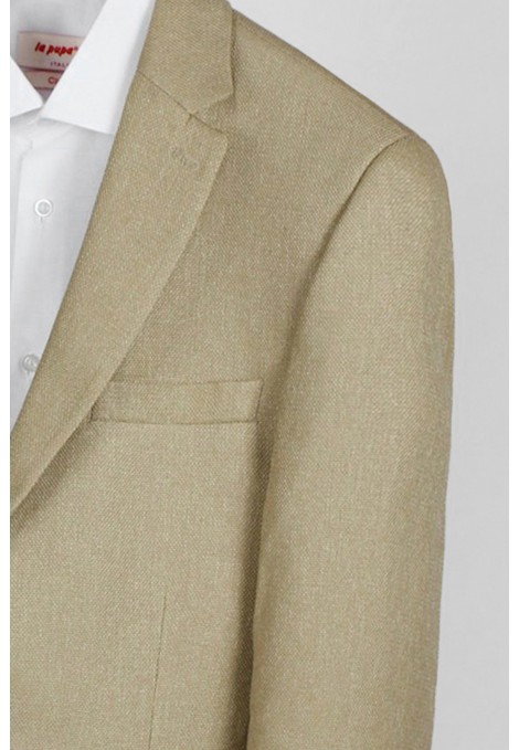  Ανδρικό camel σακάκι με σχέδιο ύφανσης mixed wool