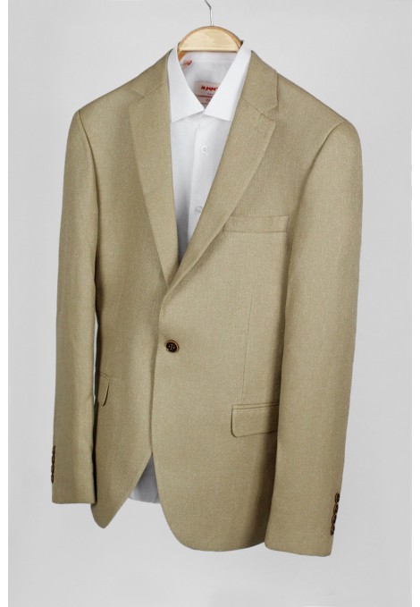  Ανδρικό camel σακάκι με σχέδιο ύφανσης mixed wool