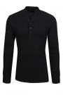 Μαύρο Ανδρικό μαο half button πουκάμισο 