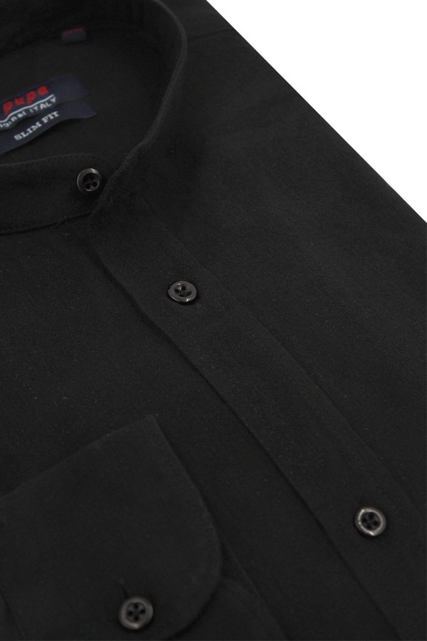 Man's black shirt mao slim fit