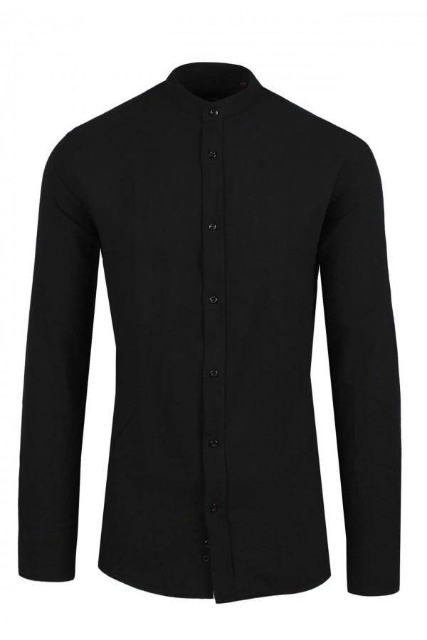 Man's black shirt mao slim fit