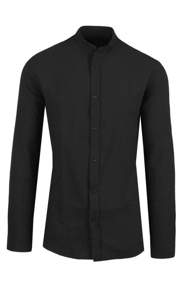 Man's black shirt mao slim fit