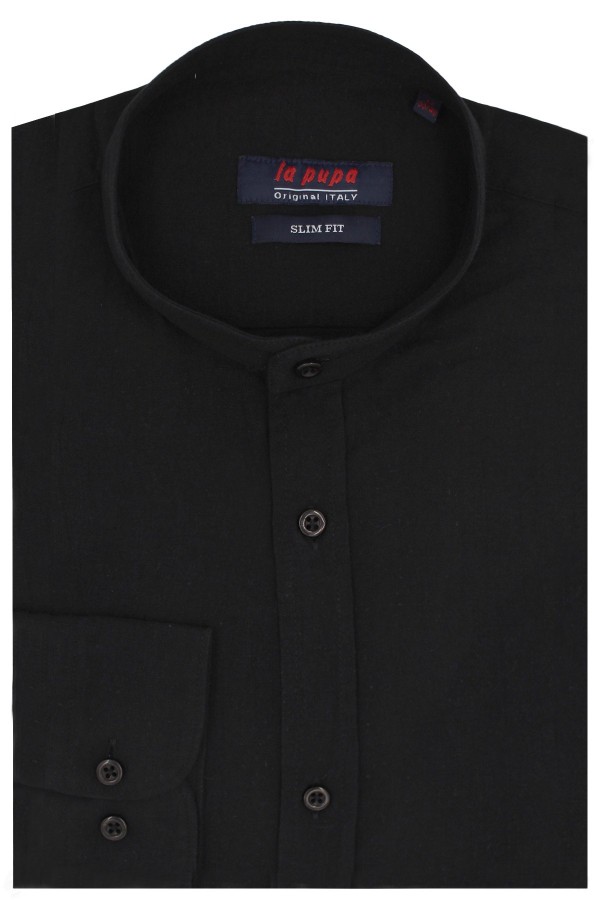Man's black shirt mao slim fit
