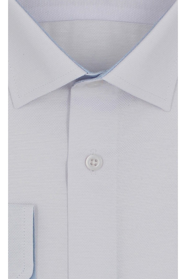 Ανδρικό λευκό πουκάμισο με σχέδιο ύφανσης slim fit