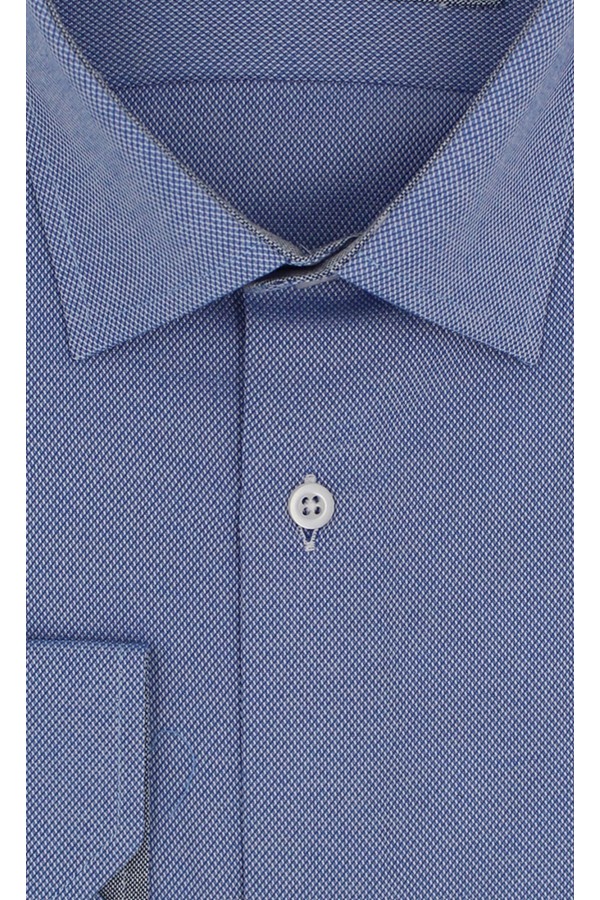 Ανδρικό σιέλ πουκάμισο με σχέδιο ύφανσης slim fit