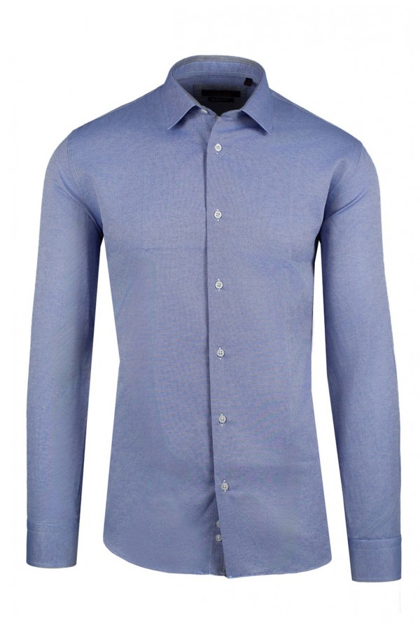 Ανδρικό σιέλ πουκάμισο με σχέδιο ύφανσης slim fit