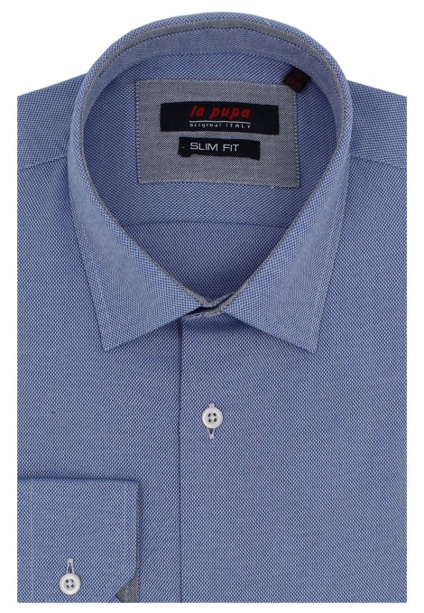 Ανδρικό σιέλ πουκάμισο με σχέδιο ύφανσης slim fit