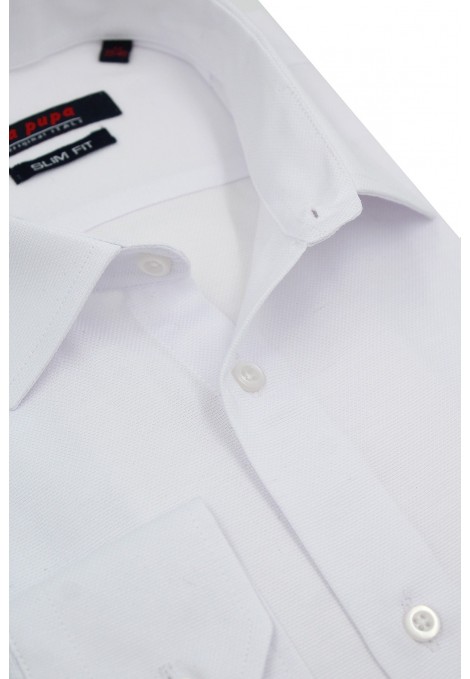 Ανδρικό λευκό πουκάμισο με σχέδιο ύφανσης slim fit  