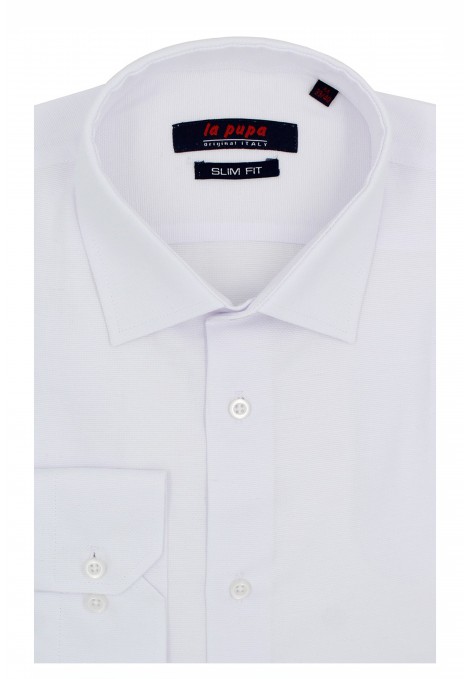 Ανδρικό λευκό πουκάμισο με σχέδιο ύφανσης slim fit  